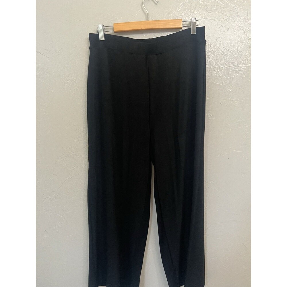 Chico's Wide Leg Pants Travelers Size 2 Large Black EUC High Rise Travel Ankle